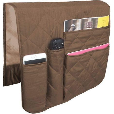 Grand sac de rangement pour accoudoir de canapé avec de multiples poches, idéal pour ranger les télécommandes. (1/5)