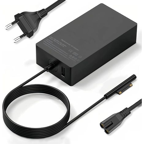 Chargeur Surface Pro 65W 15V 4A Alimentation pour Microsoft Surface Pro 11/10/9/8/Pro 7/7+/ 6/5/Pro 4/3/X, Surface Go 4/3/2/1, sur-Face Laptop 7/6/5/4/3/2, sur-Face Book 3/2/1, avec Un USB Port (1/5)