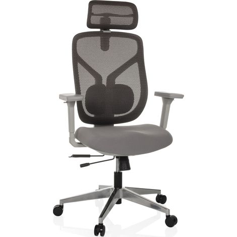 Bürostuhl / Chefsessel CASSILIS W Sitz Stoff / Rücken Netz grau hjh OFFICE
