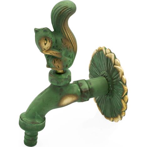 Nostalgie Auslaufventil Eichhörnchen 1/2 Zoll patiniertes Messing