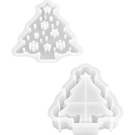Moule à bougie sapin de Noël en silicone réutilisable, motif flocon de neige et étoile (1/5)