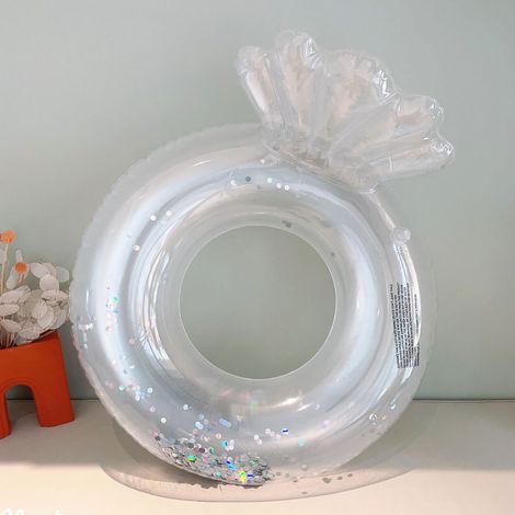 Transparente, muschelförmige Schwimmboje für Kinder, verstärkter schwimmender Babysitz, Glitzerdesign, für Kinder von 40-70 Pfund, Achselsicherheit, trendiges Design. (1/3)