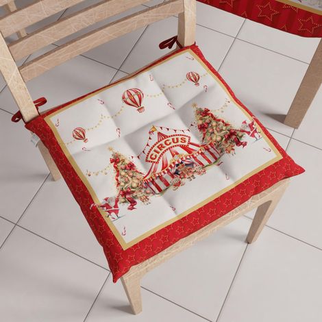 Lot de 6 Galettes de Chaise de Noël 40x40cm, Coussins de Chaises pour Intérieur et Extérieur avec Attaches, Décoration de Noël (1/4)
