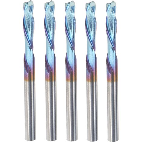 Lot de 5 fraises à queue droite 2 dents en acier au tungstène CNC 3,175x12x40mm (1/5)