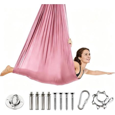 Hamac de yoga aérien – Balançoire de yoga avec kit d’installation complet et quincaillerie – Tissu extra résistant 280 x 150 cm – Pour exercices intérieurs et yoga aérien (1/5)
