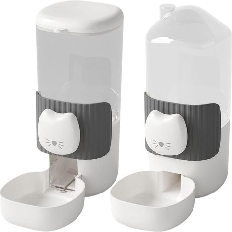 Katzenfutter, automatische Tränke und Futterspender für Katzen und Hunde, Wasserspender und automatischer Futterspender für Tiere, Paket, Knopfdesign, Maße 9,6 x 19 x 22 cm