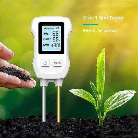 Testeur sol pH 3 en 1 Détecteur acide-base Température Humidité LCD Jardin Plantes (1/5)