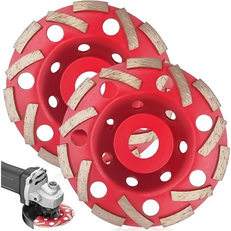 2 pcs Meules Diamantées 125 mm x 22,2 mm Double Rangée, Disques Diamant à Béton, Pierre, Granit, Maçonnerie, Compatible Meuleuse d’Angle pour Ponçage et Meulage Rouge (1/5)