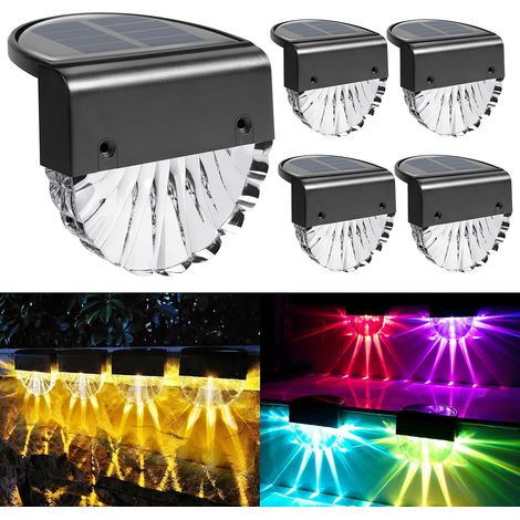 Lot de 4 Lampes Solaires LED Jardin IP65 Étanches – Lumière Blanc Chaud et Multicolore – pour Extérieur (1/5)