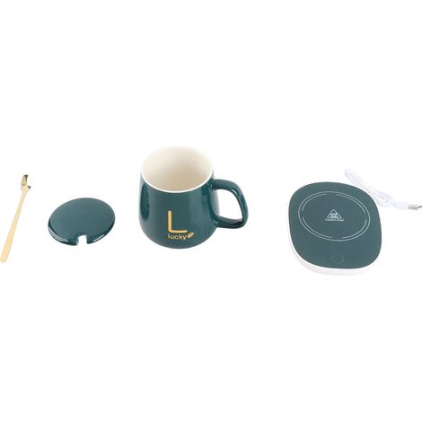 Ensemble de tasses à café et coussin chauffant à température constante, tasse en céramique de 380ML, dessous de verre à 55 degrés pour le bureau et la maison (1/5)