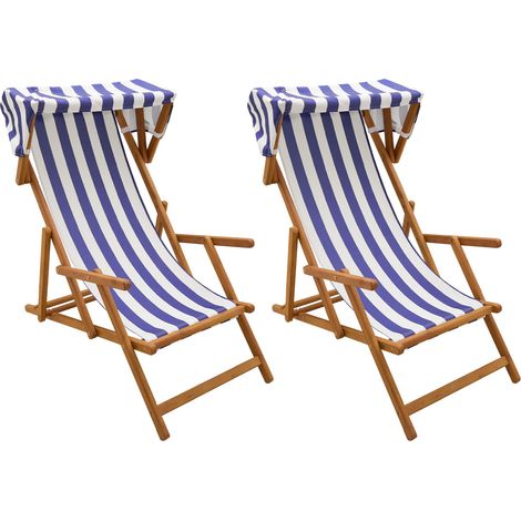 Chaise Longue 2 pcs 3 Position Bois d'eucalyptus massif vidaXL