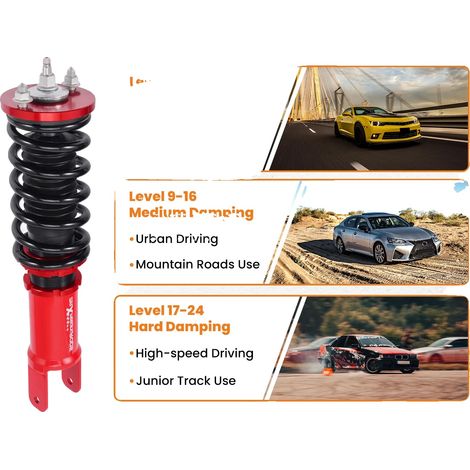 Kit de suspensión coilover, altura y amortiguación ajustables, compatible con Civic 1996-2000, aluminio de alta resistencia, aproximadamente 11 kg. (1/5)