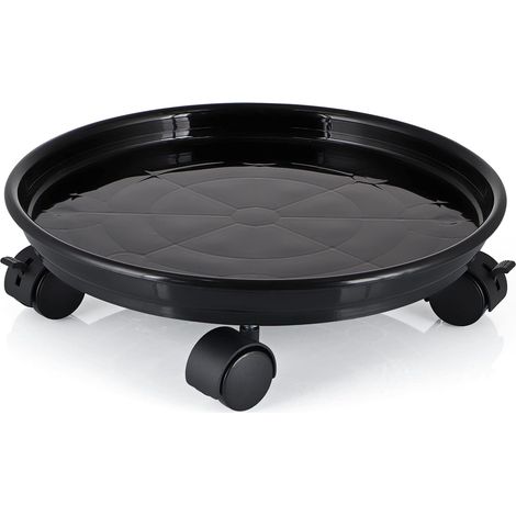 30cm Support de Pot de Fleurs à Roues, Support Roulant Plantes, Support pour Plante avec Roue Universelle pour Plantes d'intérieur et d'extérieur, capacité de Charge 56kg (Noir) (1/5)