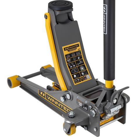 WINNTEC +SERIES 3 Ton Turbo Lifter Low-Profile Trolley Jack - L67.2 x W34.6 x H130 cm