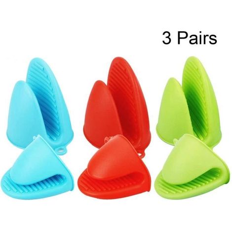 6 Paar Silikon-Küchenhandschuhe, Topflappen, hitzebeständige Mini-Ofenhandschuhe