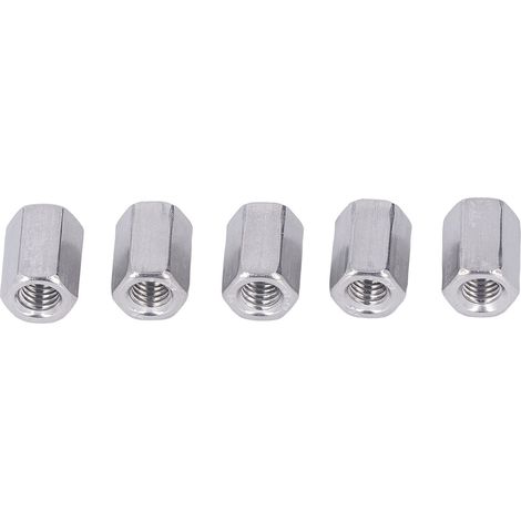Lot de 20 écrous hexagonaux de raccordement, connecteurs en acier inoxydable 304, fixations industrielles M6x1,0, longueur 15 mm (1/5)