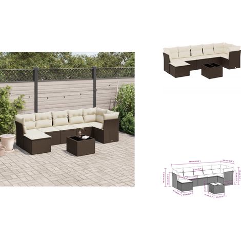 The Living Store 8-tlg. Garten-Sofagarnitur mit Kissen Braun Poly Rattan - Gartentisch (1/3)