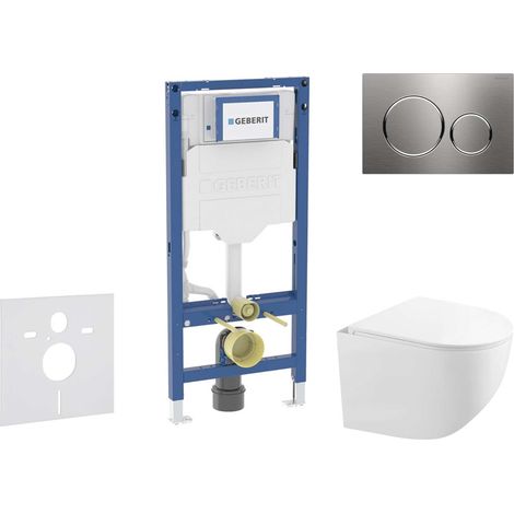 Geberit Duofix - Set Vorwandelement, Kompakt-WC Gaia mit Softclose-Sitz und Sigma20-Betätigungsplatte, Edelstahl SANI11CA6104B