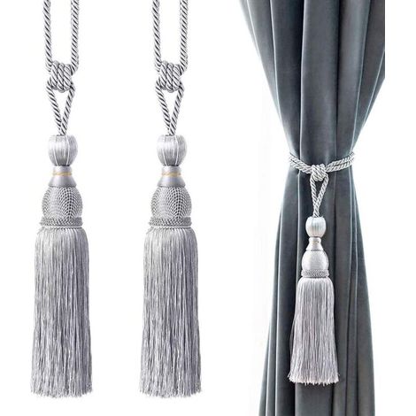 1 paio di fermatende con nappe, fermatende squisiti, nappe per tende fatte a mano, palline con nappe, decorazione per tende, fermatende con nastro per soggiorno, camera da letto, biblioteca, hotel - C