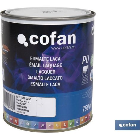 COFAN esmalte laca al agua blanco 750 ml satinado , El esmalte de laca al agua está indicado para la protección y decoración de todo tipo de superficies como madera, yeso, escayola