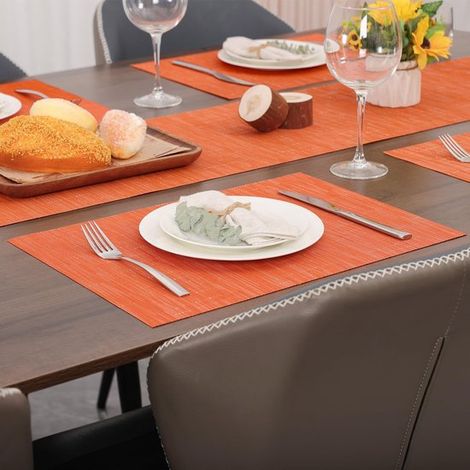 Set di 4 tovagliette intrecciate, lavabili e resistenti all'olio, per cucina o tavolo da pranzo, resistenti al calore e antiscivolo, 30 x 45 cm, grigio. (1/5)