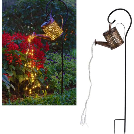 Kesselförmige Solarlampe für Villengärten, dekorativer Duschkopf, schmiedeeiserne, durchbrochene Solar-Gartenlampe aus Kupferdraht (1/5)