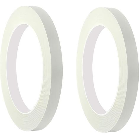 2 Ruban de Masquage à Usage Général 10mm x 50m, pour la Protection des Surfaces Lors de Travaux de Décoration/Peinture, Blanc (1/5)