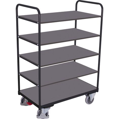 VARIOfit Etagenwagen, hoch mit 5 Ladeflächen 1200x800mm Anthrazitgrau RAL 7016