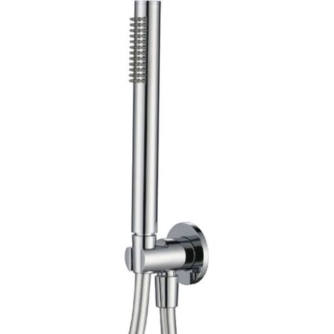 Kit set doccia ottone cromato completo di supporto presa acqua con flessibile e doccetta tondo confezione 1 (1/2)