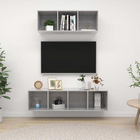 2 Piece TV Cabinet Set Concrete Grey Engineered Wood vidaXL (1/5)