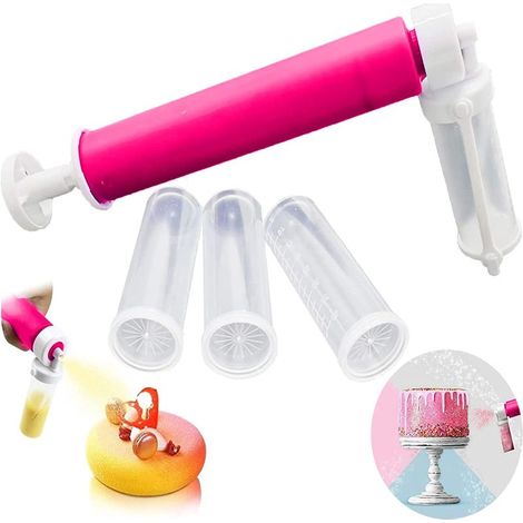 Manuelle Airbrush für Torten, Glitzer-Dekorationswerkzeuge, Sprühfarben-Set mit 4 Tuben, ideal zum Backen zu Hause, Dekorieren von Cupcakes, Keksen und Desserts (lila).
