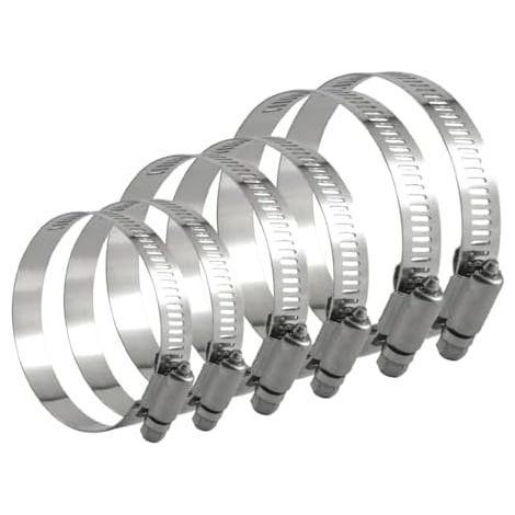 Adjustable Hose Clamps, 6 Pieces, 304 Stainless Steel, for Plumbing, Swimming Pool, Automotive and Mechanical Applications, 90-110mm, 80-100mm, 70-89mm (1/5)