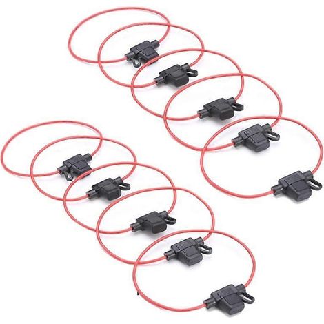 1. Standard-Flachsicherungshalteradapter für Motorräder, 10 Stück, rotes Kabel, Kabelbaum, Kfz-Sicherungskasteneinsatz.