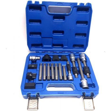 KIT 18 PEZZI DI CHIAVI PER SMONTAGGIO PULEGGIA E ALTERNATORE MOTORE AUTO VALIGIA (1/5)