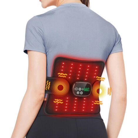 Tapis de massage multifonctionnel à lumière rouge avec contrôleur à affichage numérique Thérapie par lumière rouge LED avec vibration, chargement USB Tapis vibrant chauffant sans fil (1/5)