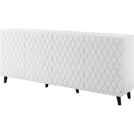 Buffet contemporain blanc mat 200 cm avec façade design Kali (1/3)