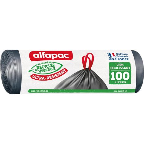 10 sacs-poubelle - lien coulissant - ultra-résistant - 100L (1/5)