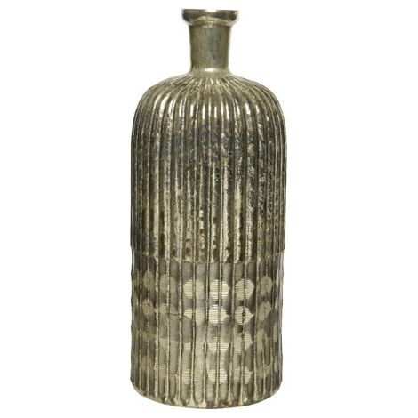 VASO IN VETRO ANTICO INCISO A MANO H31CM  CHAMPAGN