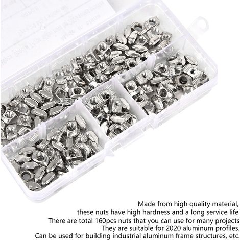 160 pièces écrous coulissants profilé T quincaillerie M3 M4 M5 pour profils aluminium 2020 (1/5)