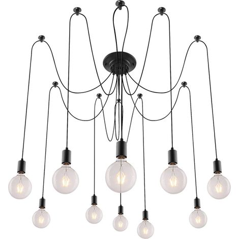 Spider Pendelleuchte 10 Glühbirnen E27 10x60W mattschwarz 2224 Caspar Rabalux (1/4)