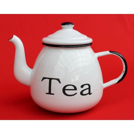 Teekanne 582AB emailliert 14 cm Wasserkanne Kanne Kaffeekanne Emaille Nostalgie / Farbe: TEA Weiß (1/5)
