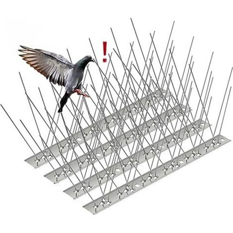 Pic Anti-Pigeon en Acier Inoxydable 1 Mètres, Pack de 4 Pique Anti-Oiseaux pour Effrayer Pigeons, Corbeaux, Moineaux, Chats, Respectueux des Animaux Pic Anti Oiseaux (1/5)