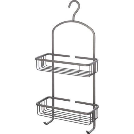 Mensola doppia con gancio doccia in alluminio grigio metallico Alu system