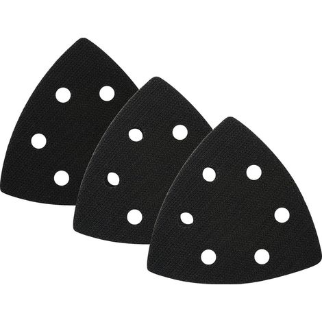 3 Pieces Triangular Replacement Pads 93x93x93 mm, Triangular Sanding Pad with 6 Holes, Replacement Sanding Pad, Soft Foam Interface (Black) (1/5)