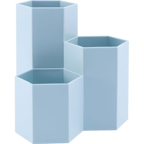 de bureau hexagonal bleu en polypropylène porte stylo (1/5)
