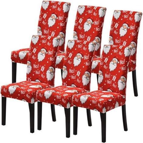 Housse de Chaise Noël Motif Lot de 6 pour Salla a Manger Salon, Couverture de Chaise Extensible Moderne Universelle comme Décoraion Noël Intérieur(hors chaises) (1/5)