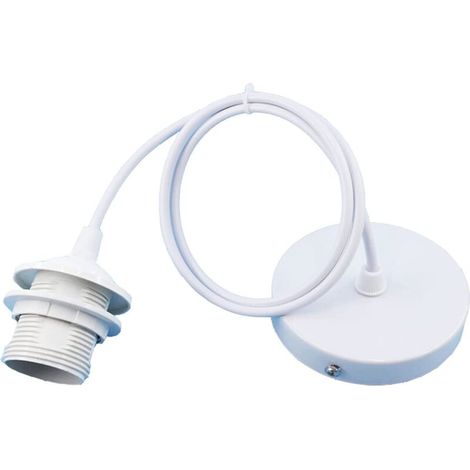 Ersandy – Porte lampe suspension E27 – Accessoires en métal et PVC – Longueur câble 1m – Pour bars, cafés, magasins, maisons, hôtels – Couleur blanche
