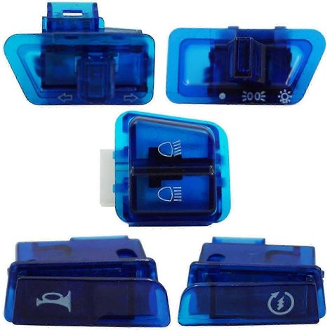 Lot de 5 boutons-poussoirs pour moto : phare, clignotants, klaxon. Installation facile. Convient aux scooters. (1/5)