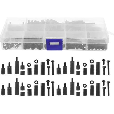 jeu de vis et écrous hexagonaux en nylon, vis à métaux, assortiment de vis de fixation (type M3)-17.3X9.5CM-Black