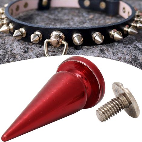 Lot de 10 rivets en cuivre de 10 x 26 mm avec vis pour la fabrication de sacs et chaussures en cuir (rouge)